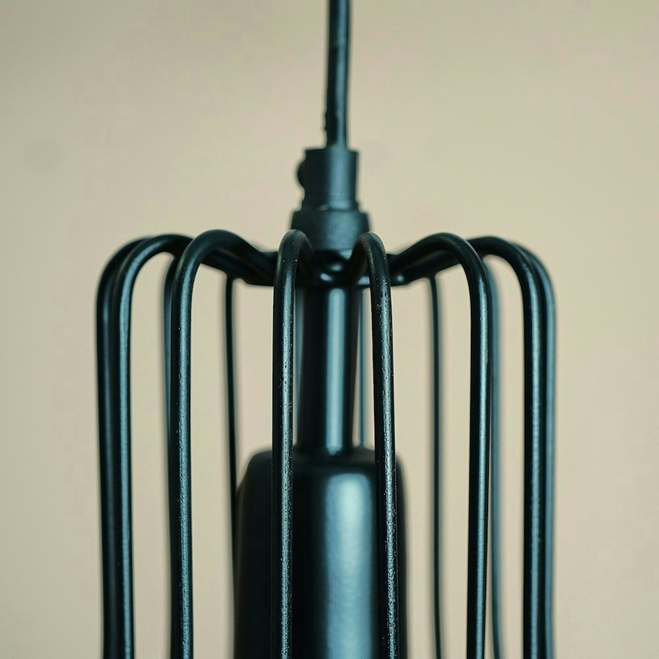 image 1 of ValueLights Edmund Matte Black Pendant Light with Black Hourglass Shade