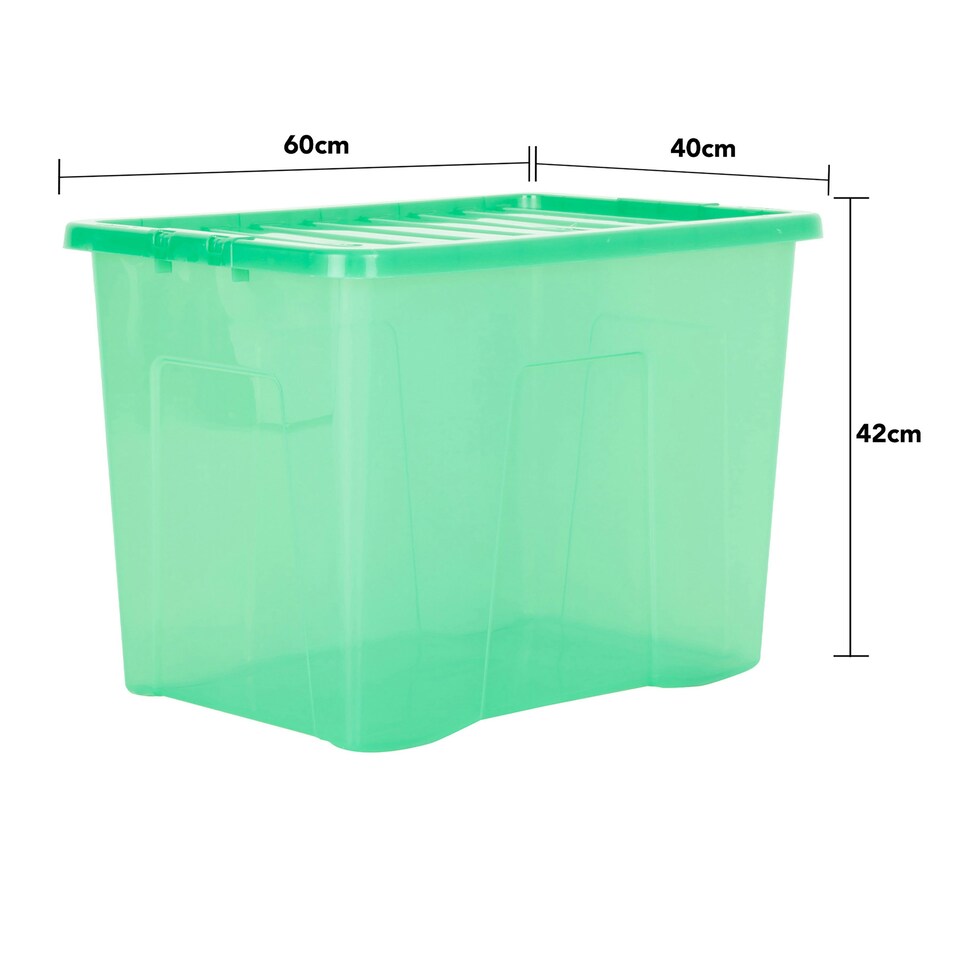 image 1 of Wham Crystal 4 x 80L Stackable Plastic Storage Boxes with Lids