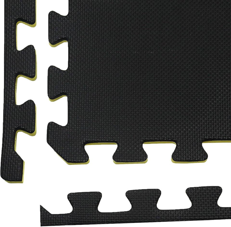 image 1 of Actiasmat Exercise Mat, 1 Square Metre, 20mm Thick, Yellow/Black, Interlocking Mat for Martial Arts and Fitness