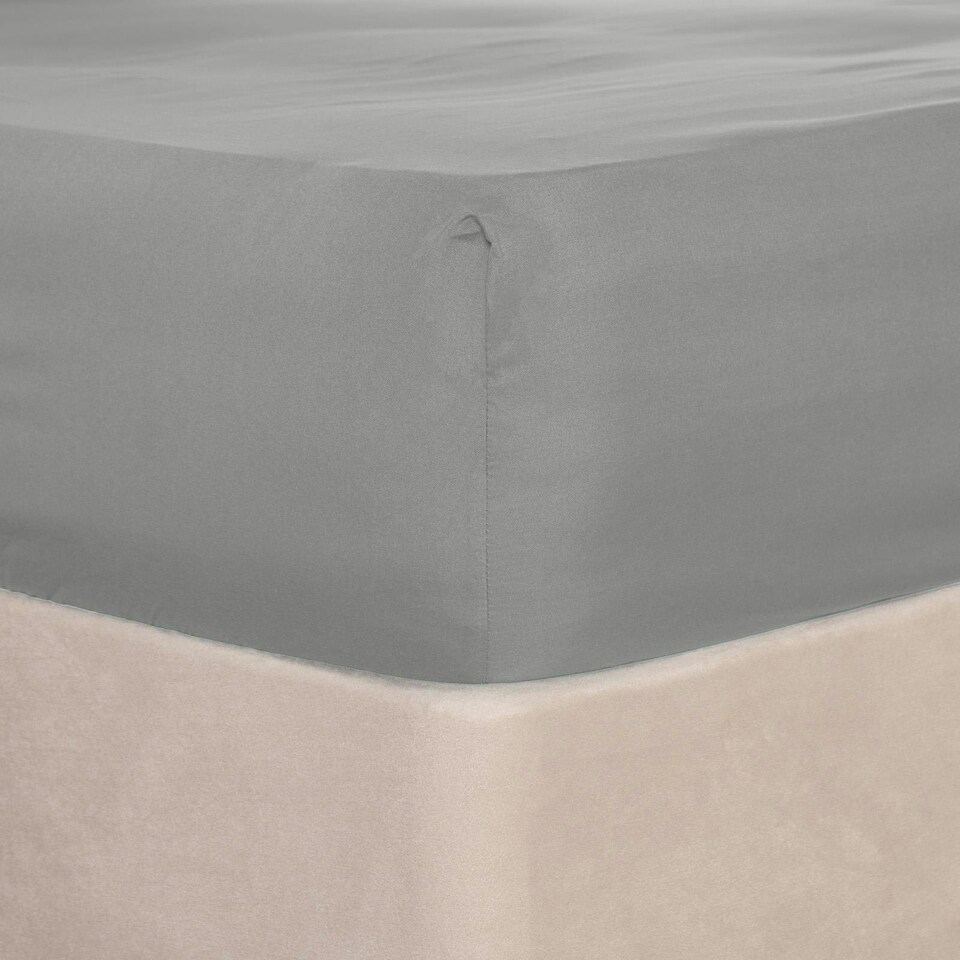 image 1 of OHS Soft Plain Fitted Bed 25cm Deep Elasticated Sheet, Double - Silver