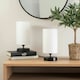 image 2 of ValueLights Francis Black Touch Table Lamps White Shades & Bulbs