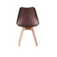 image 5 of Set of 6 Scandinavian Dining Chairs with Leather Cushions Solid Wood Legs Brown