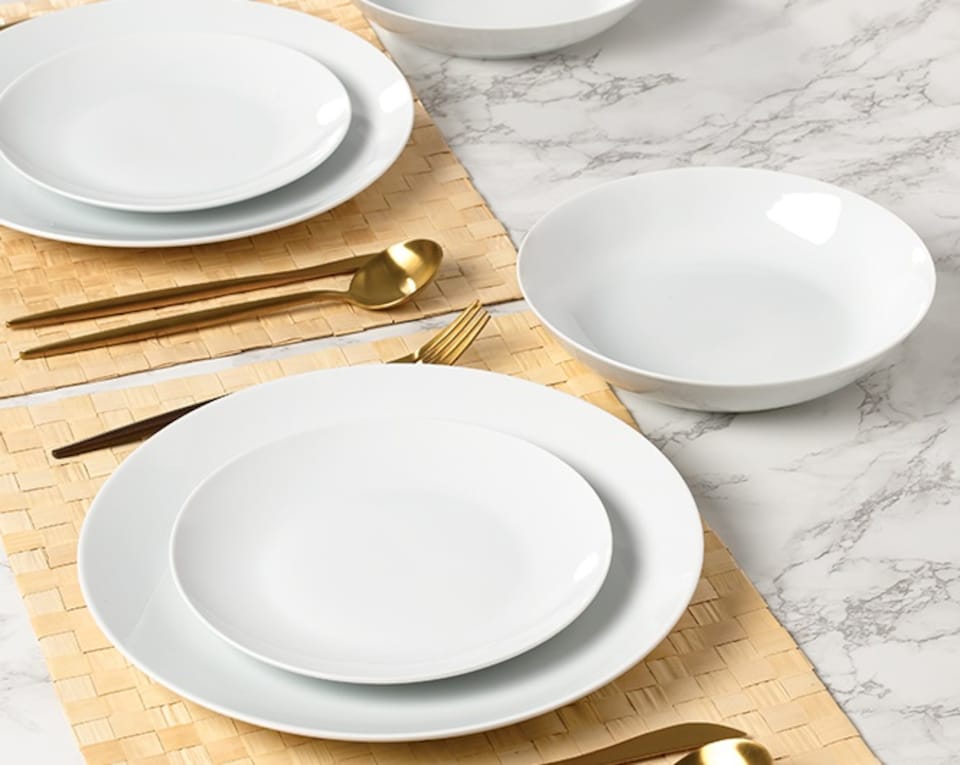 image 1 of Waterside 18pc White Porcelain Round Dinner Set