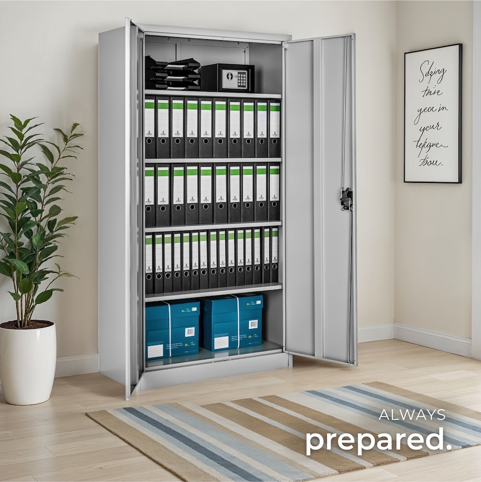 image 1 of Filing Cabinet Blain - 5 height-adjustable shelves, lockable doors | Grey | grey | 80 x 40 x 180 cm | 1