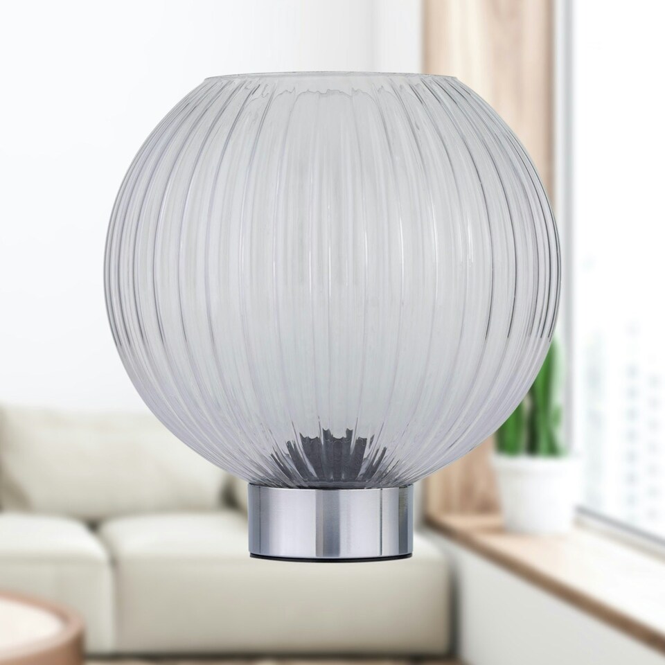 image 1 of Betchley - Battery Operated Chrome Lamp with Clear Glass Chrome | Clear