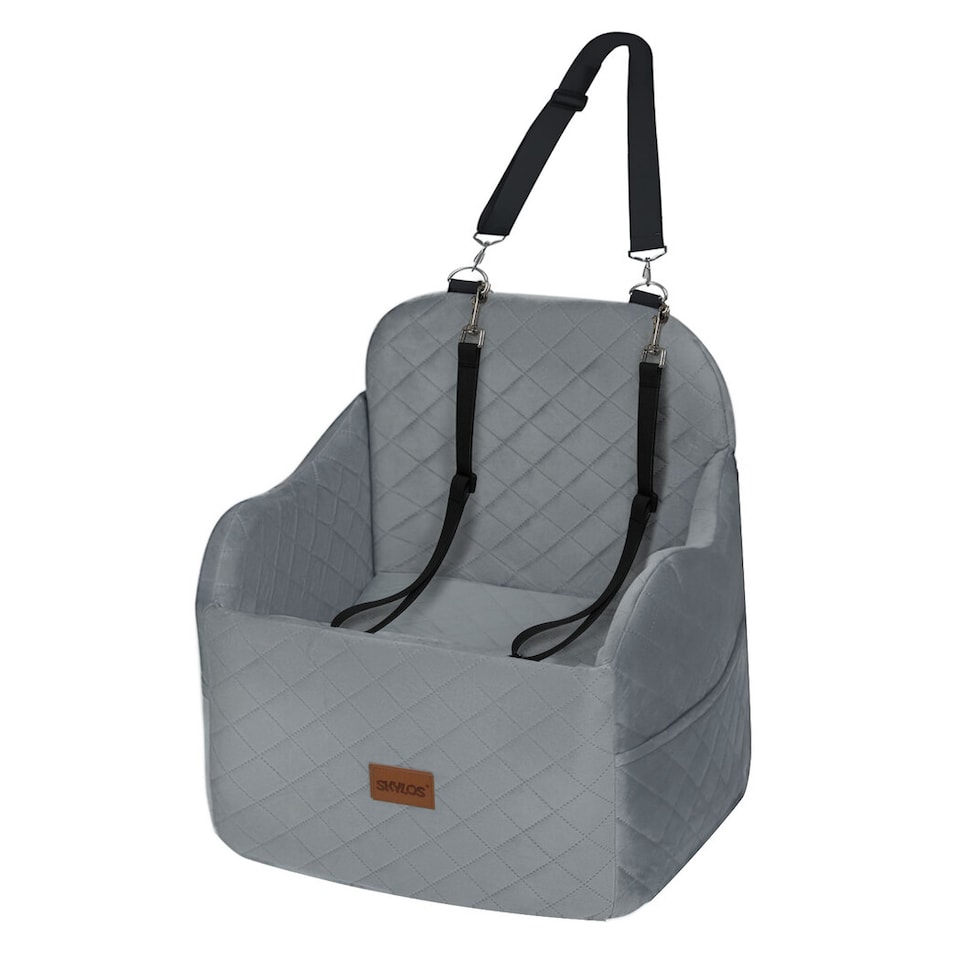 image 1 of Skylos Dog Booster Car Seat Grey Portable Pet Puppy Travel Carrier Bed Basket | Grey | Grey | One Size