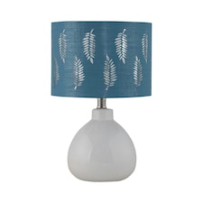 Tuscan - White Ceramic Lamp with Teal Fern Shade White | Green
