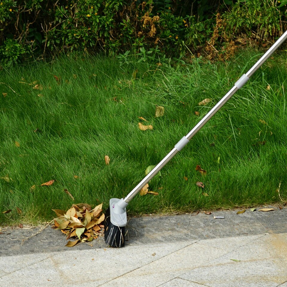 image 1 of Heavy Duty Stainless Steel Broom with Handle Outdoor Garden Hard Bristle Brush