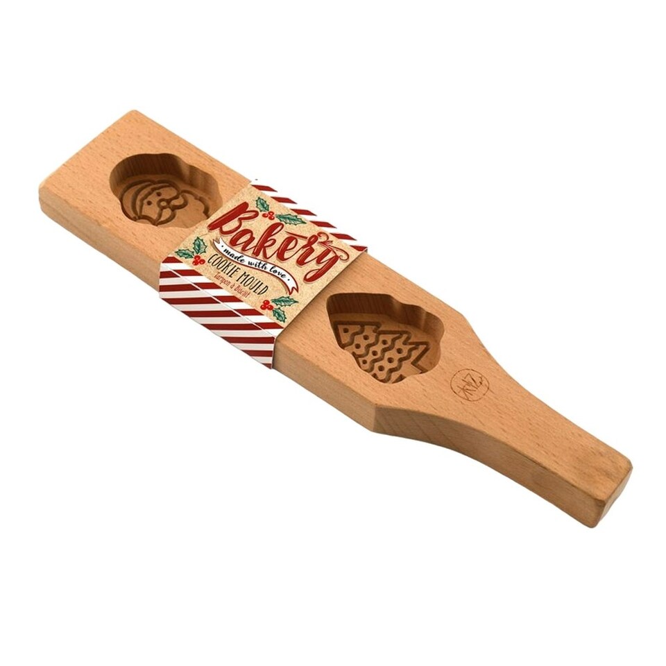 image 1 of Something Different Christmas Beech Wood Baking Mould - Natural - One Size