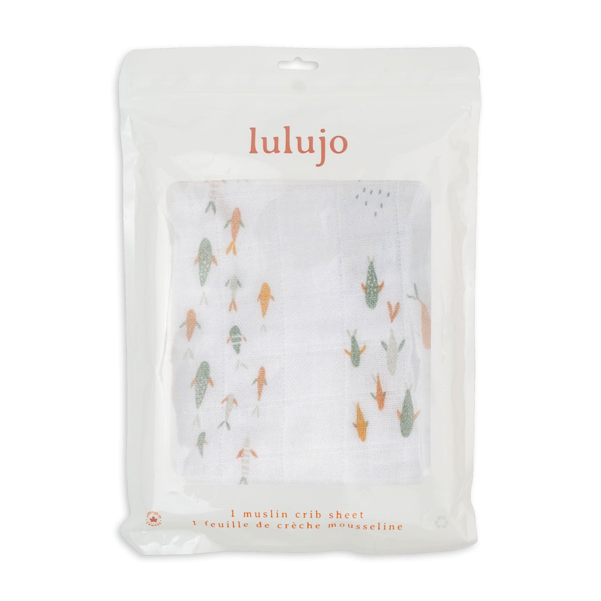 Lulujo Cotton Fitted Cot Sheet - Fish (135cm x 70cm)