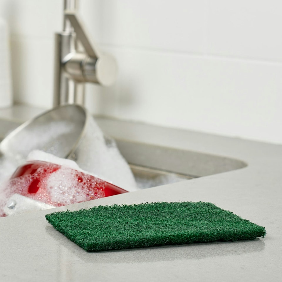 image 1 of Super Bright Green Scouring Pads Heavy Duty Scourer Scrub Cleaning 10Pk