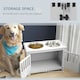 image 4 of PawHut Raised Dog Bowls for Large Dogs Feeding Station w/ Stand, Storage - White