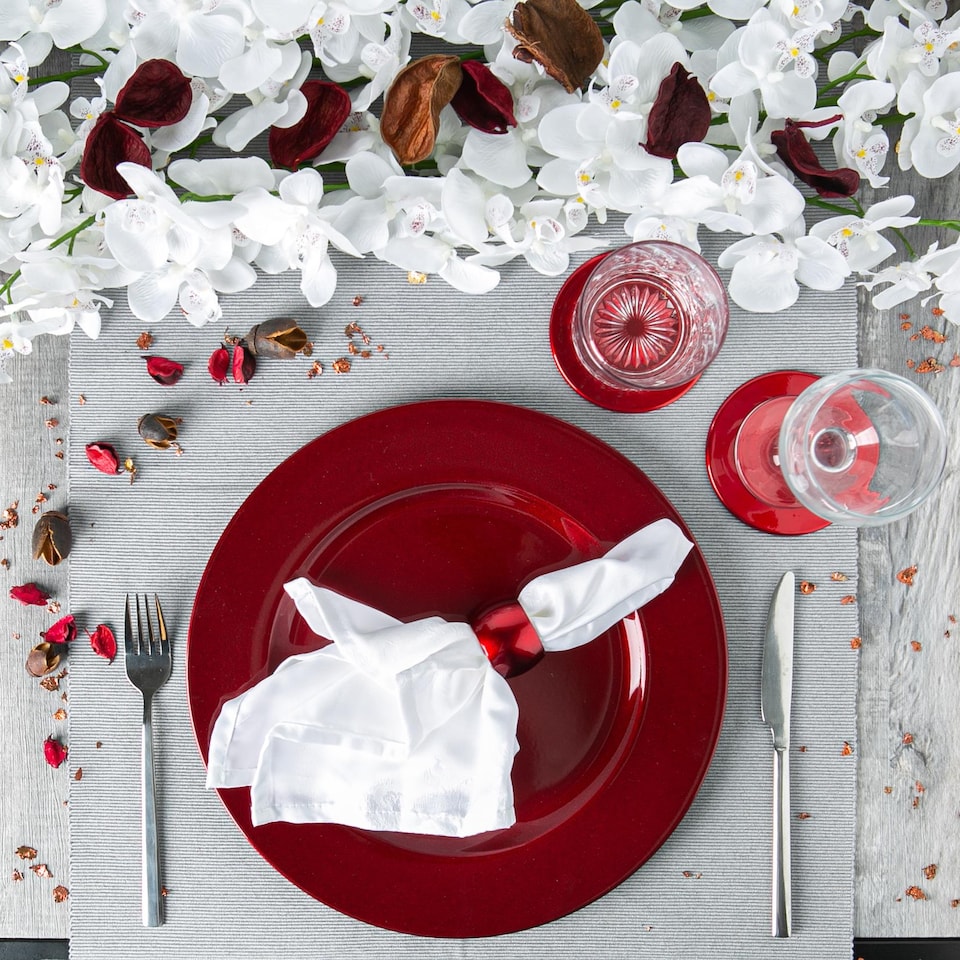 image 1 of Argon Tableware Metallic Napkin Rings - 4.5cm - Dark Red - Pack of 6 | Red | Dark Red