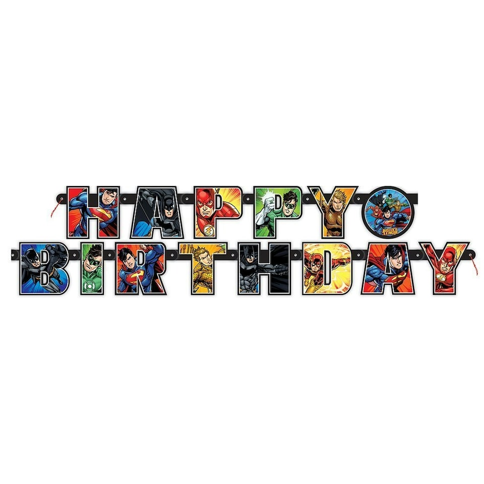 Justice League Happy Birthday Jointed Banner - Multicoloured - One Size