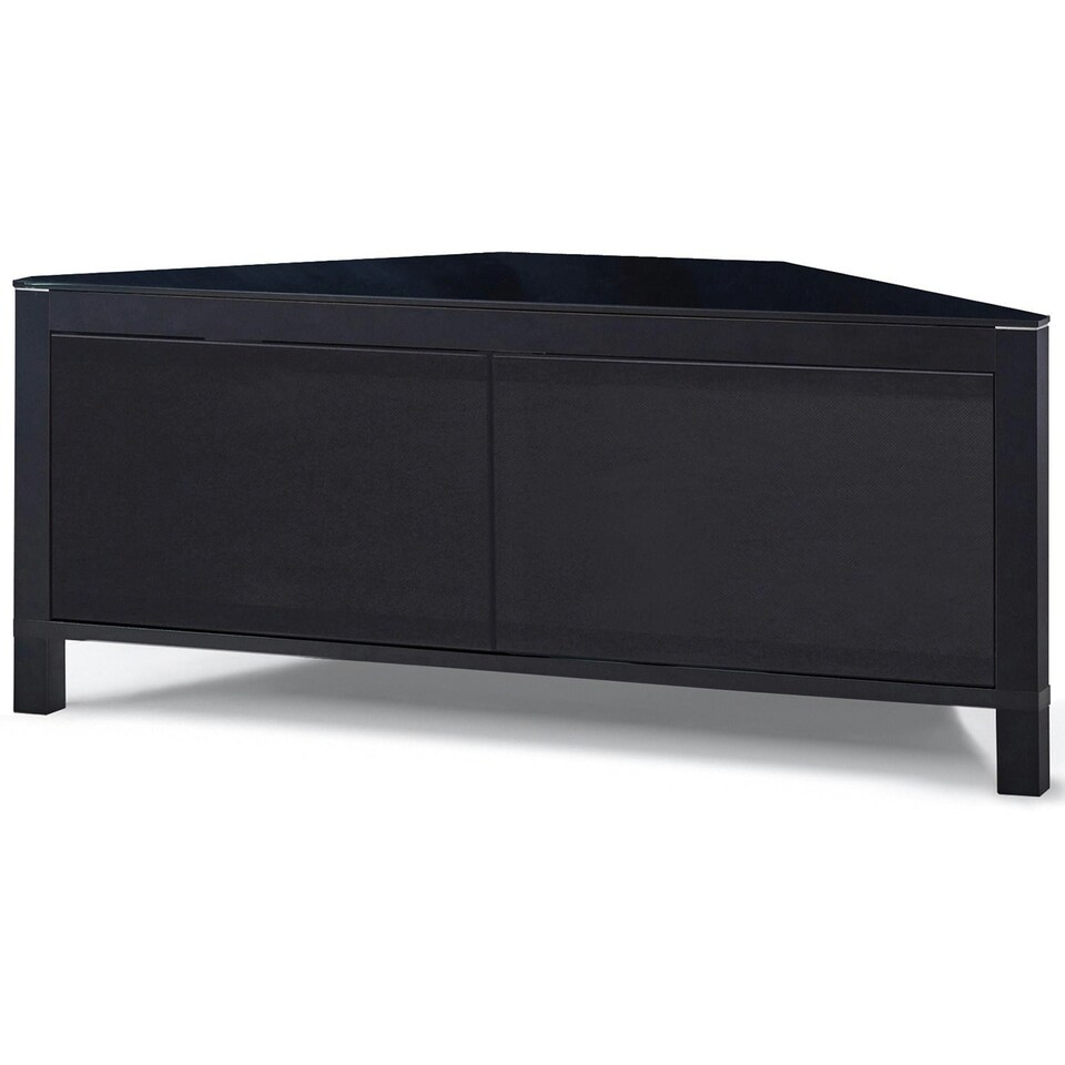 image 1 of MDA Designs VOLANS Black Tru-Corner Remote Friendly Doors LCD/Plasma/LED TV up to 42" Corner TV Cabinet | Black | 1