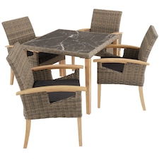 Garden Table and Chairs - Tarent dining table and 4 Rosarno chairs | Cream | nature | 93,50 x 93,50 x 75 cm | 1