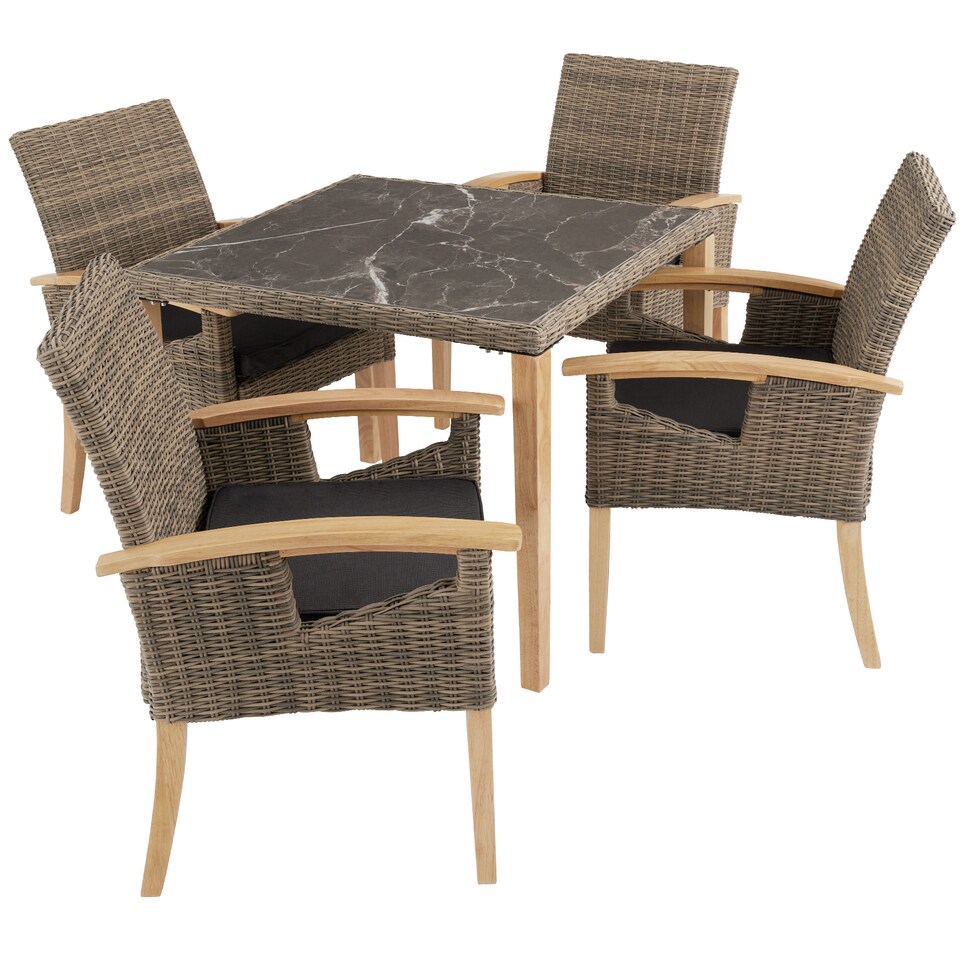 image 1 of Garden Table and Chairs - Tarent dining table and 4 Rosarno chairs | Cream | nature | 93,50 x 93,50 x 75 cm | 1