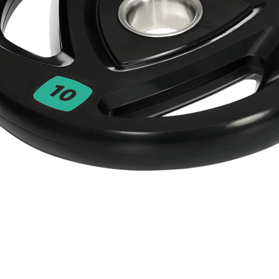 image 1 of SPORTNOW Two 10kg Olympic Weight Plates for Barbell, with Tri-Grips