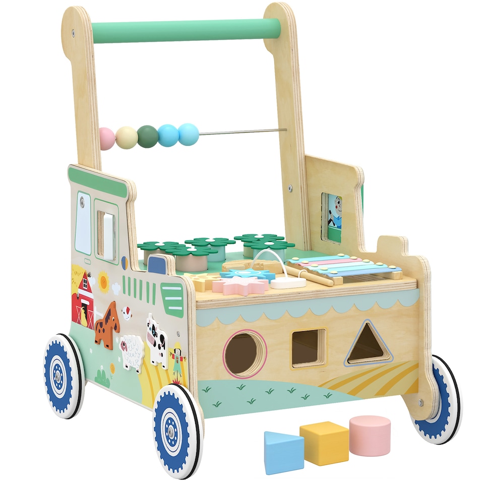 image 1 of AIYAPLAY Wooden Baby Walker for 1-3 Years, Push Along Walker Toys for 1-3