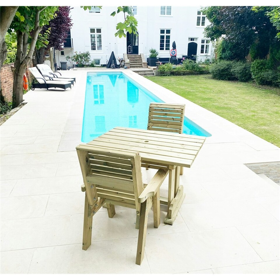 image 1 of Heavy Duty Table and Chair Set - 1 Square Table - 2 Chairs - 2 Seater