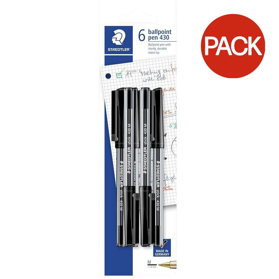 image 1 of Staedtler Stick 430 M Ballpoint Pen (Pack of 4) - Black - One Size