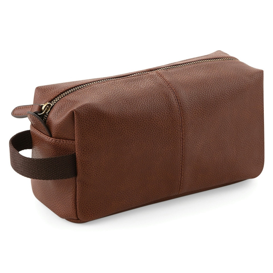 image 1 of Quadra NuHide Faux Leather Washbag - Tan - One Size Brown