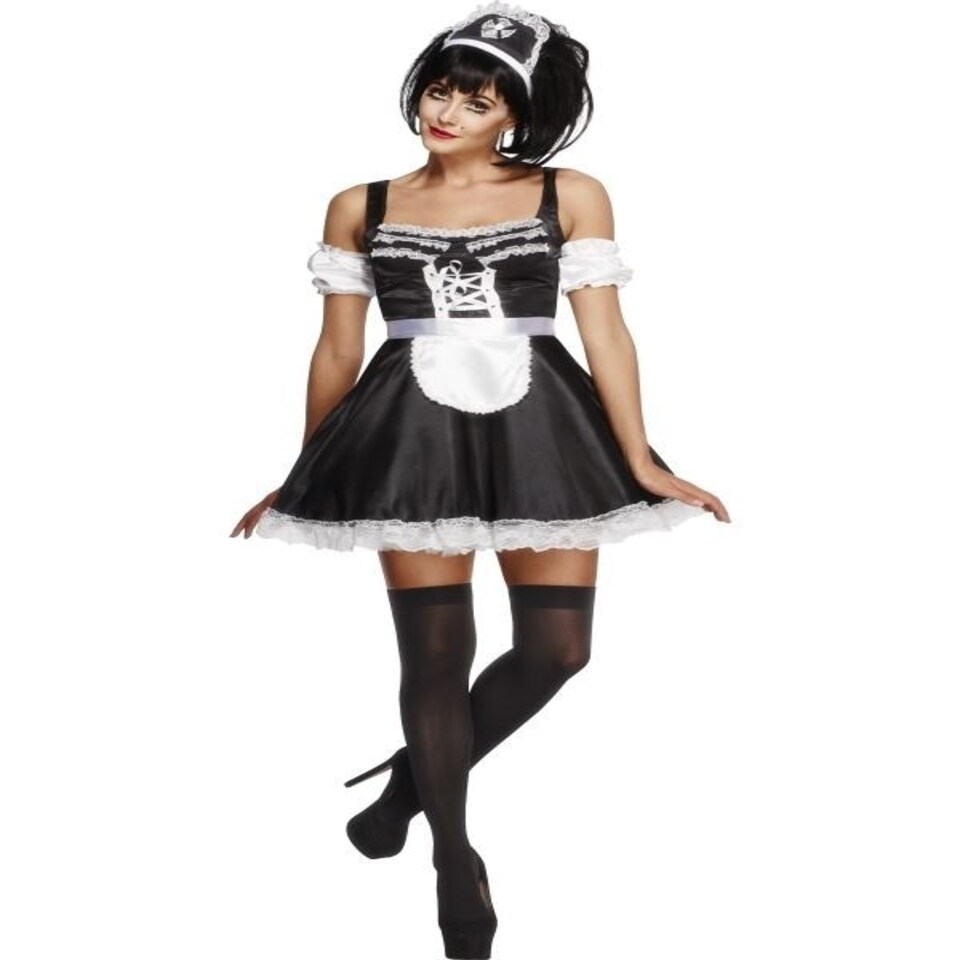 Fever Flirty French Maid Costume - Black - with Dress - Headpiece & Sleeves - 31212M M