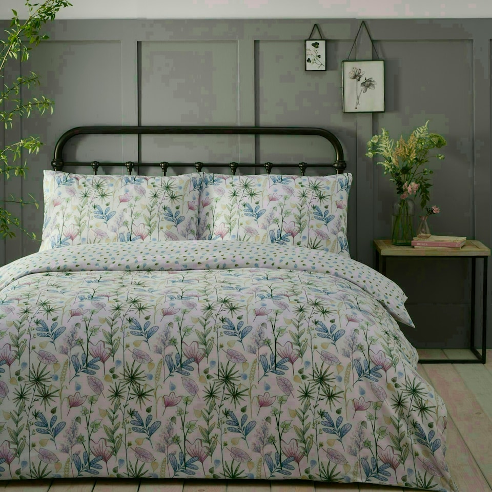 image 1 of Portfolio Home Kew Floral Bedding Duvet Cover Set Cream | Double