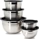image 1 of Mixing Bowl Set of 5, Stainless Steel Nesting Bowls for Meal Preparation Kitchen Baking Air Tight Black lids