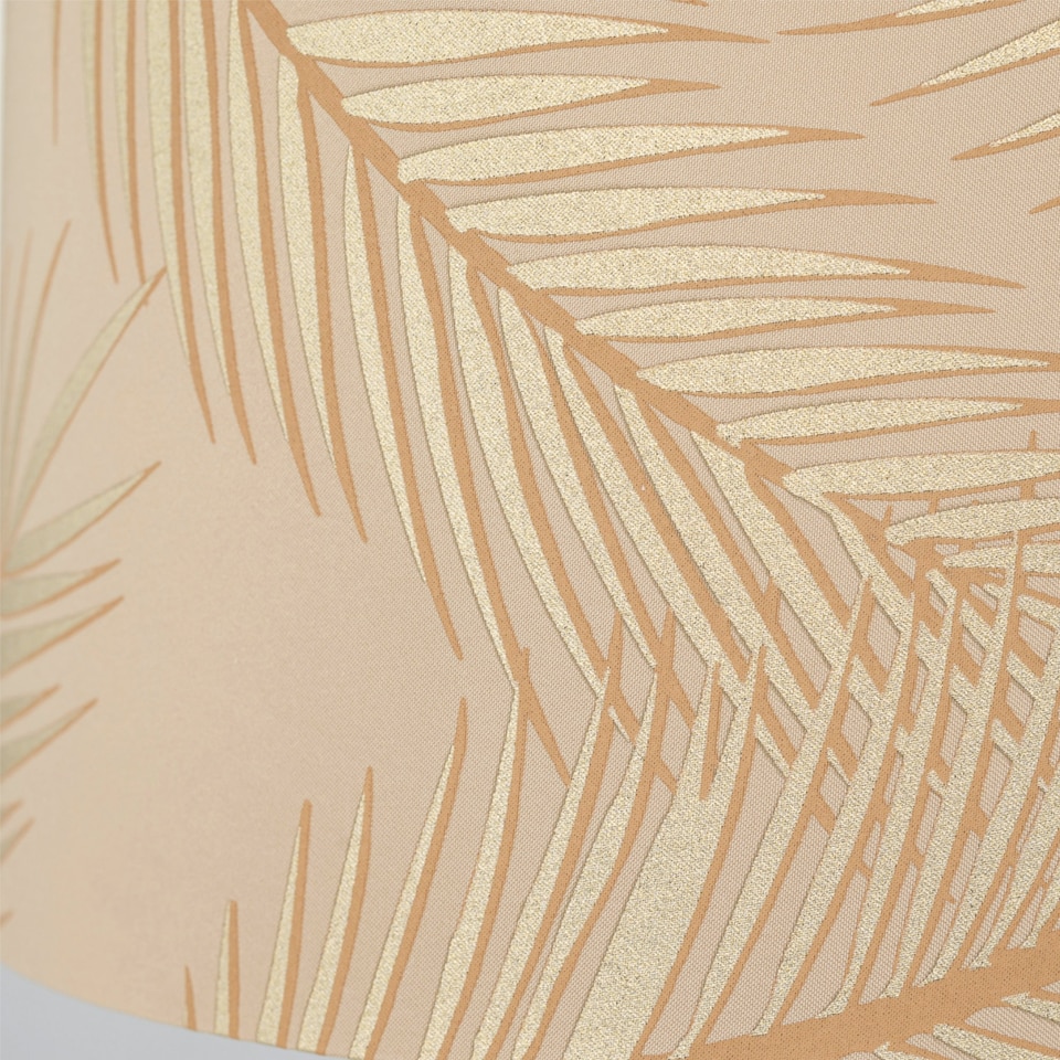 image 1 of Set of 2 Tropica - Champagne with Gold Embossed Leaf Detail 25cm Ceiling Pendant or Table Lamp Shades Gold