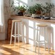 image 3 of Set of 2 Kitchen Counter Height Breakfast Bar Stools Oak
