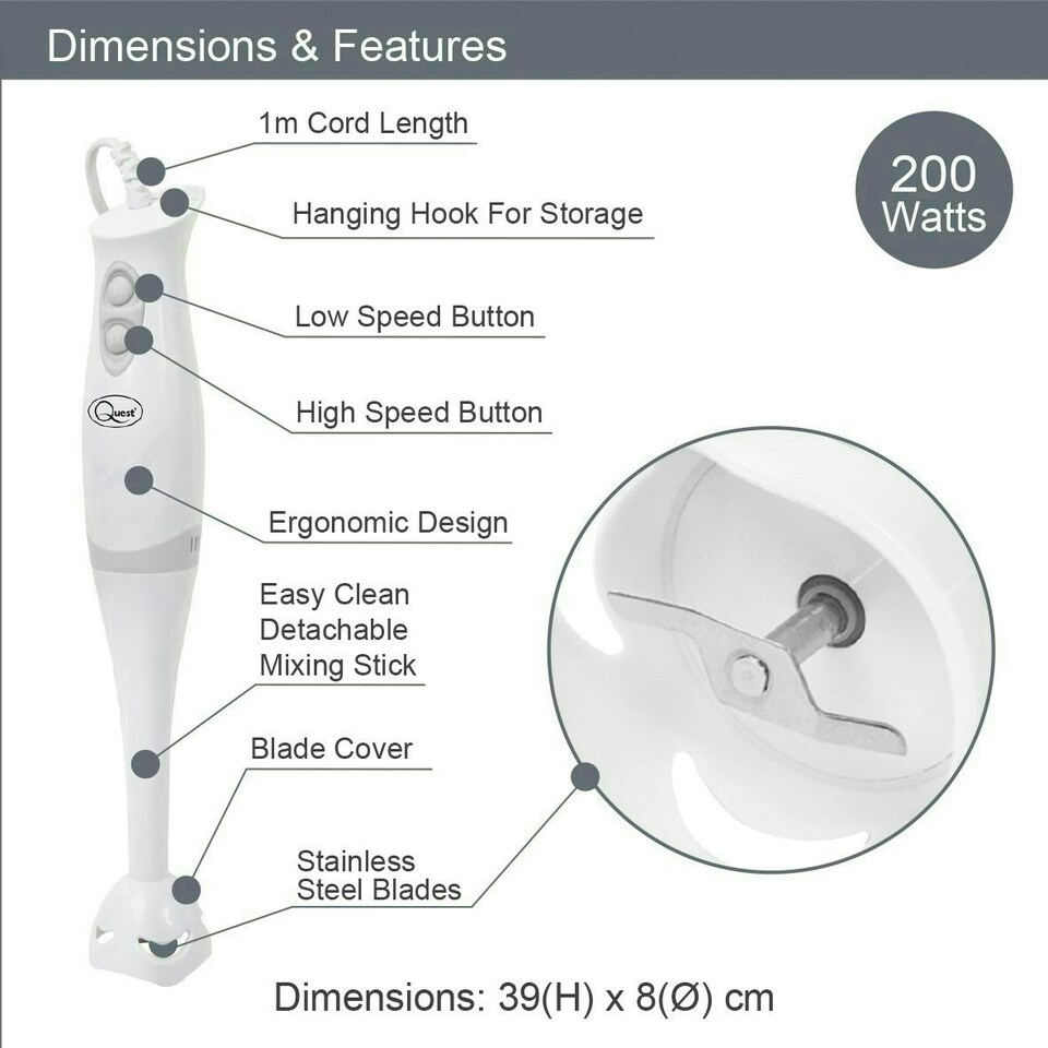 image 1 of Quest Handheld Stick Blender / 2 Speed Settings