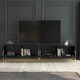 image 8 of Modular TV Unit 200cm Black Matt with Fluted Fronts and Gold Base Black