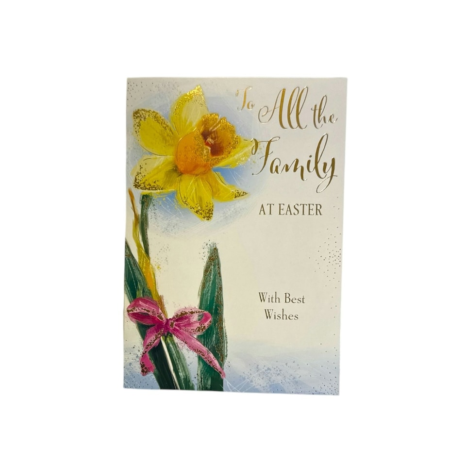 image 1 of To All The Family Beautiful Yellow Flower Design Easter Card