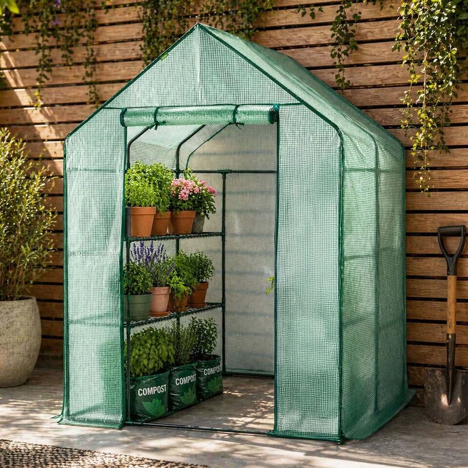 image 1 of 8 Tier Steel Shelving Heavy Duty Outdoor Walk In Garden Greenhouse