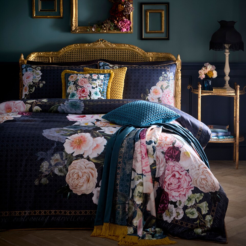 image 1 of Laurence Llewelyn-Bowen Bouquet List Throw Blue