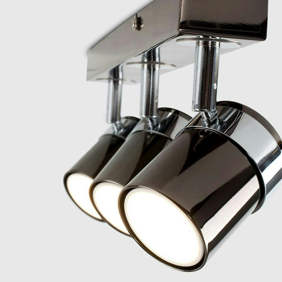 image 1 of ValueLights Rosie Spotlight Gloss Black Spotlight and GU10 Spotlight LED 5W Cool White 6500K Bulb Black