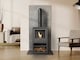 image 2 of OKO S1 Bio Ethanol Stove with Log Storage in Charcoal Grey & Tall Angled Stove Pipe