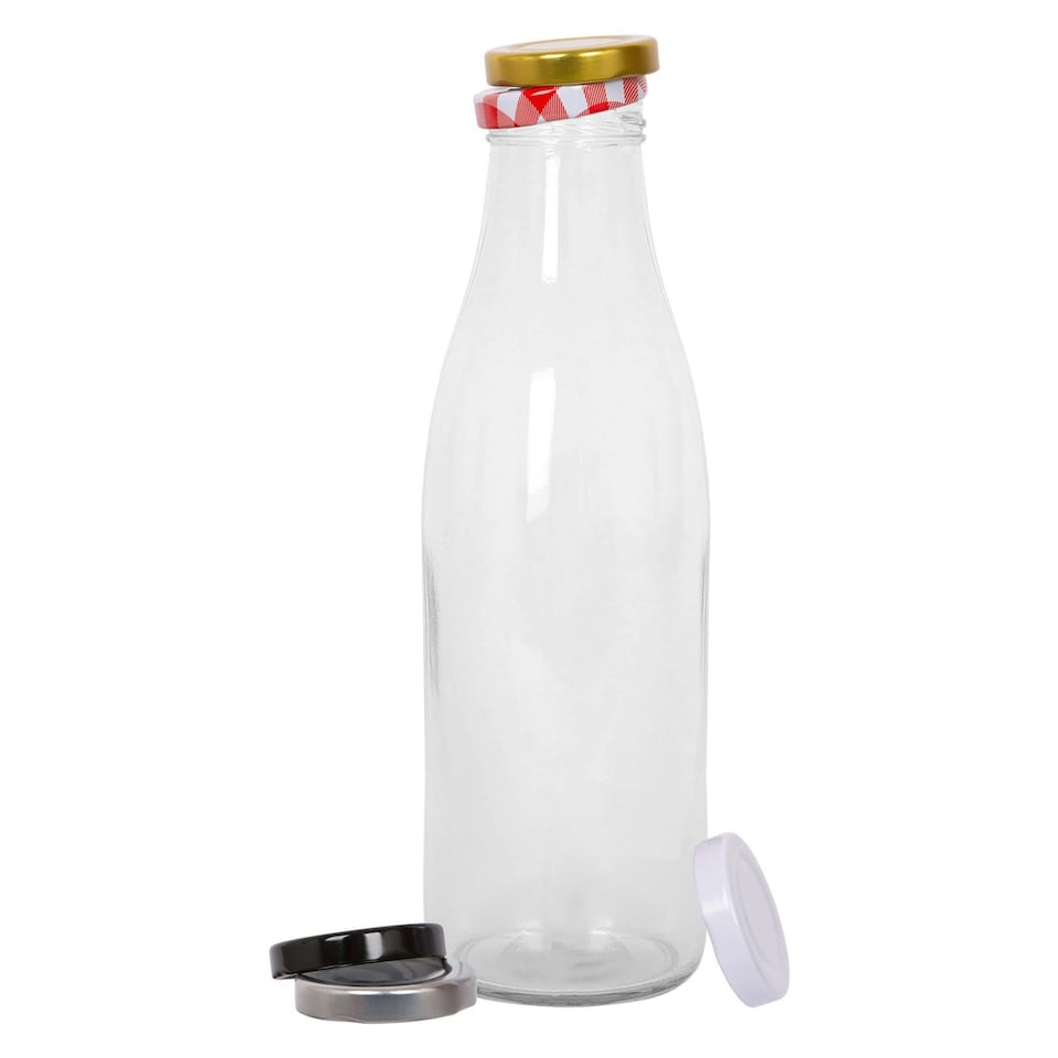 image 1 of Argon Tableware Glass Water Bottle with Metal Lids - 960ml Clear | One Size