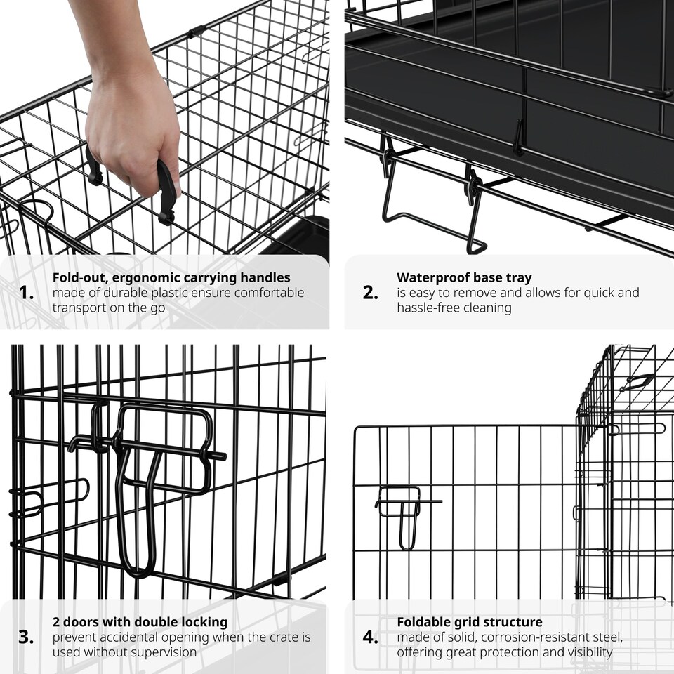 image 1 of Dog Crate Luna - foldable, robust steel mesh, double locked doors - 71x108x76cm