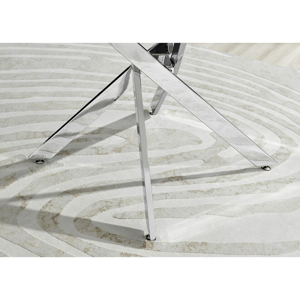 image 1 of Furniturebox Novara 120cm White High Gloss Table (Silver)