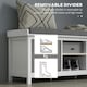 image 7 of HOMCOM Shoe Bench with Cushioned Seat Fabric Drawers for Entryway Hallway White White