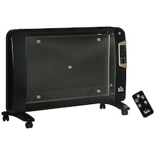 HOMCOM Mica Electric Space Heater, Portable Heater, 2 Heat Settings, Black