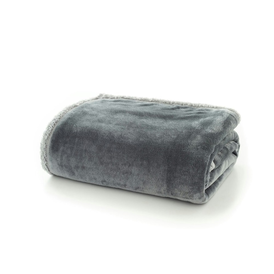 image 1 of Hazelwood Flannel & Sherpa Throw – 130x170cm Reversible Soft Fleece Blanket | Blue | 1