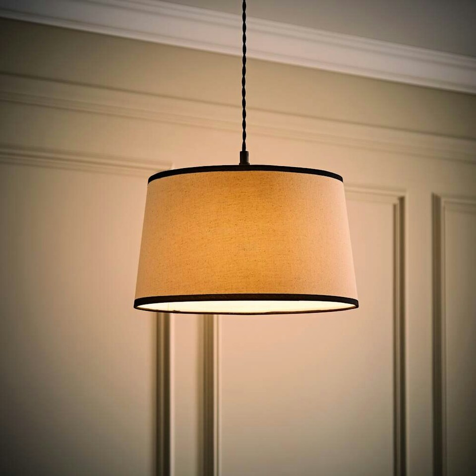 image 1 of ValueLights Aspen Medium Black Trim Tapered Lamp Shade Black