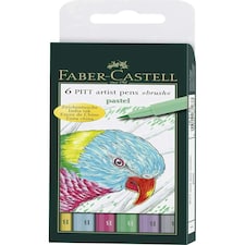 PITT Artist Pen Brush Wallet of 6 Pastel