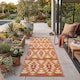 image 8 of Homescapes Outdoor Rug Runner Luxury Waterproof Reversible, 75 x 200 cm, Orange, Anya Aztec | Orange | Orange and White