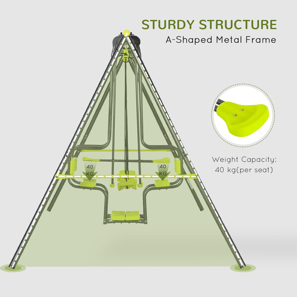 image 1 of Outsunny Garden Swing Set with Double Swings, Glider, Swing Seats for Outdoors