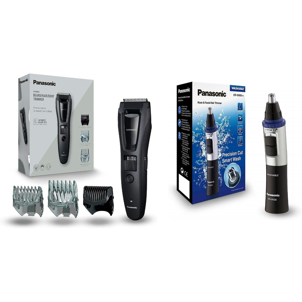 image 1 of Panasonic ER-GB62 & ER-GN30 Black Body, Facial Hair Trimmer Set