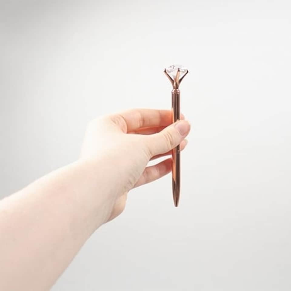image 1 of Rose Gold Diamond Topper Luxury Metallic Pen
